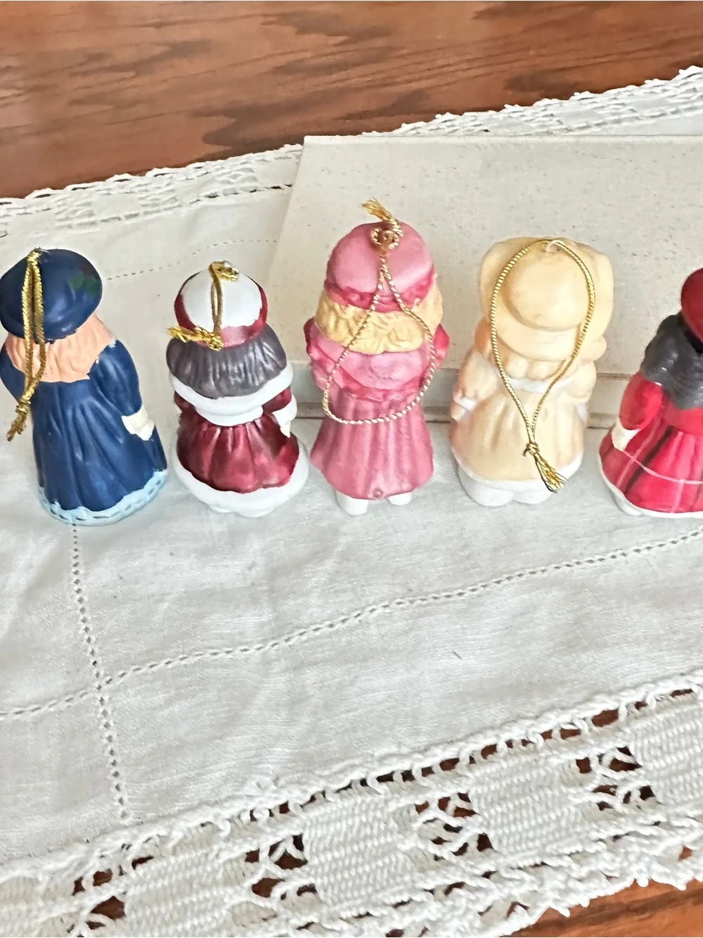 Lot of 5 Christmas ornaments Victorian ladies